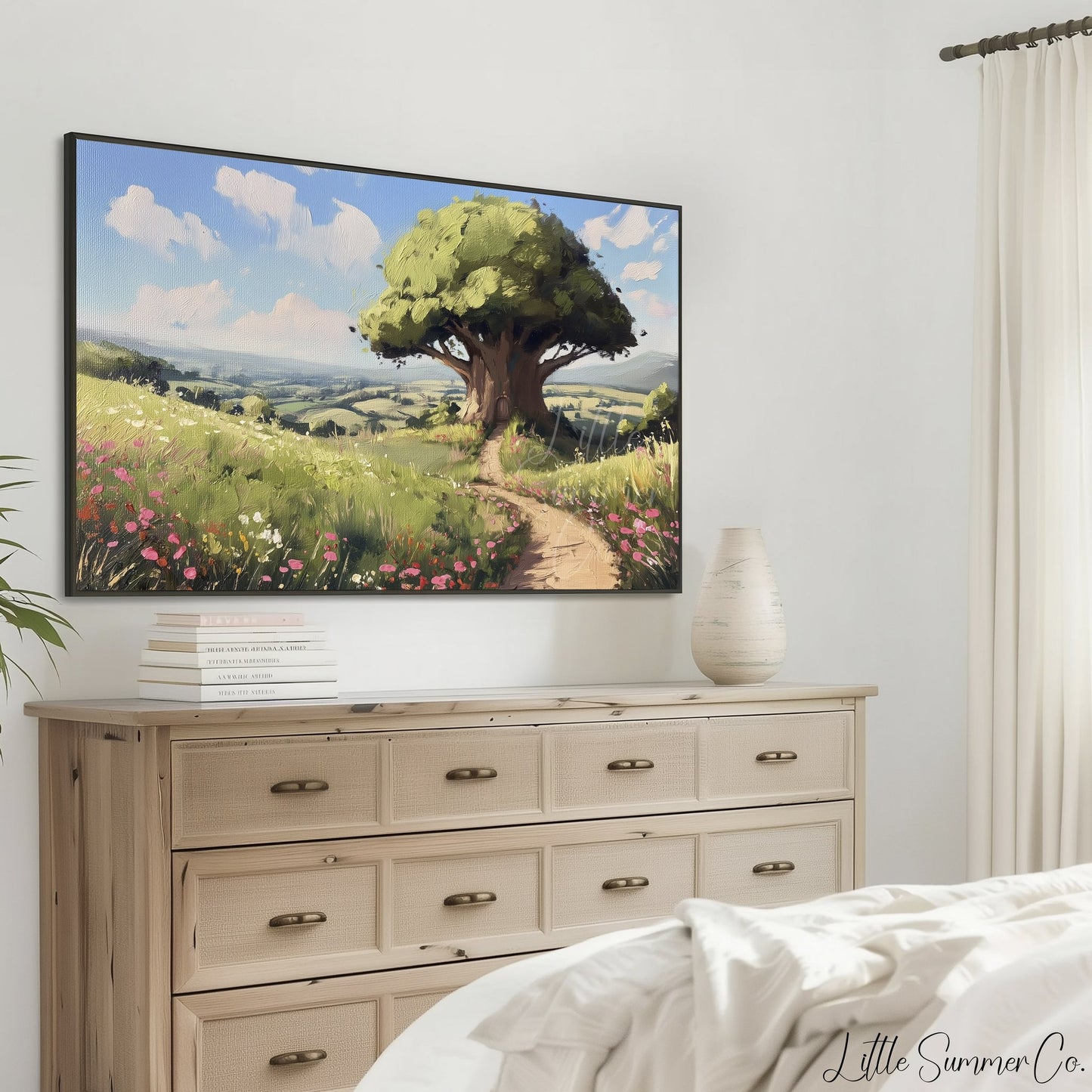 Magical Meadow Tree Frame TV Art displayed on a TV