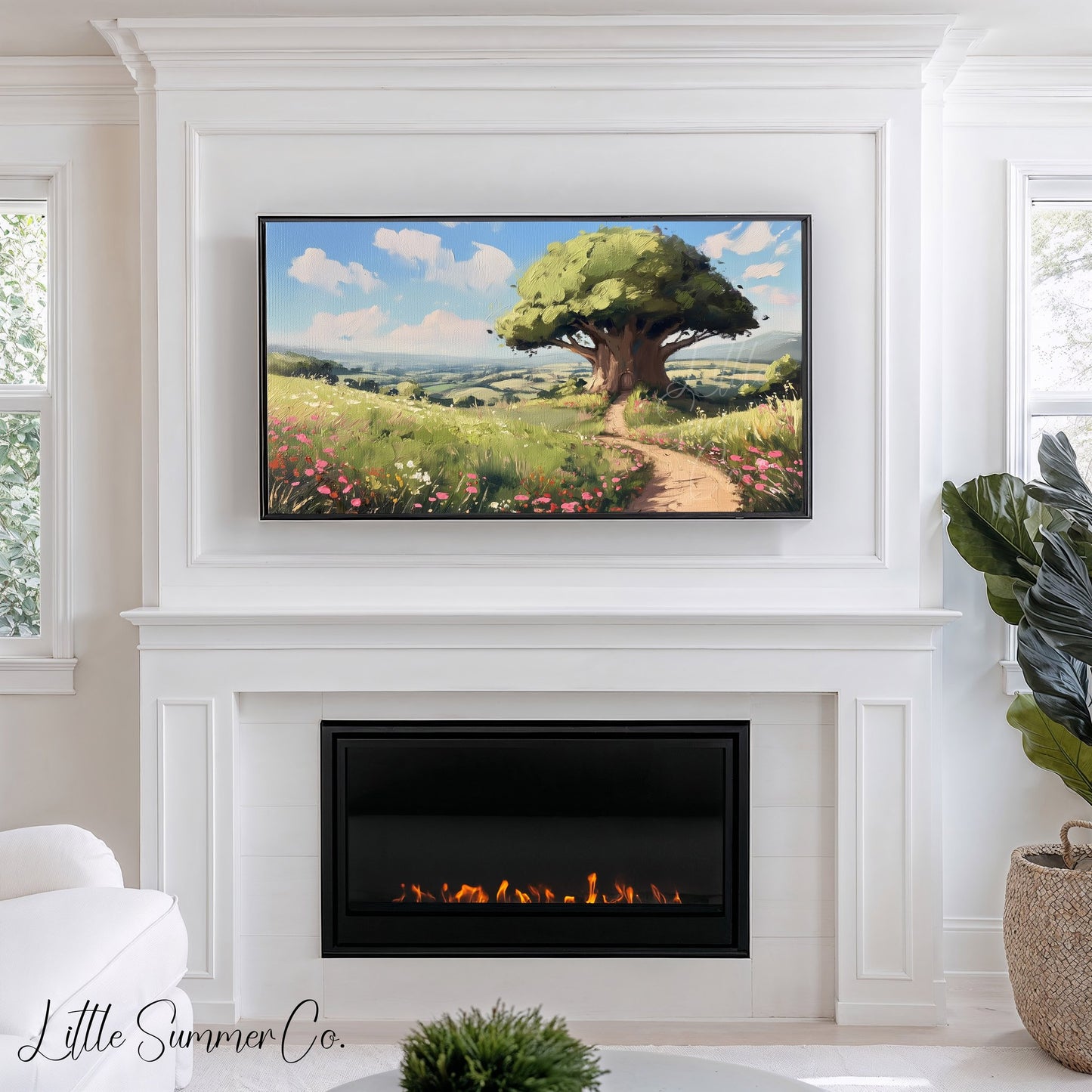 Magical Meadow Tree Frame TV Art displayed on a TV