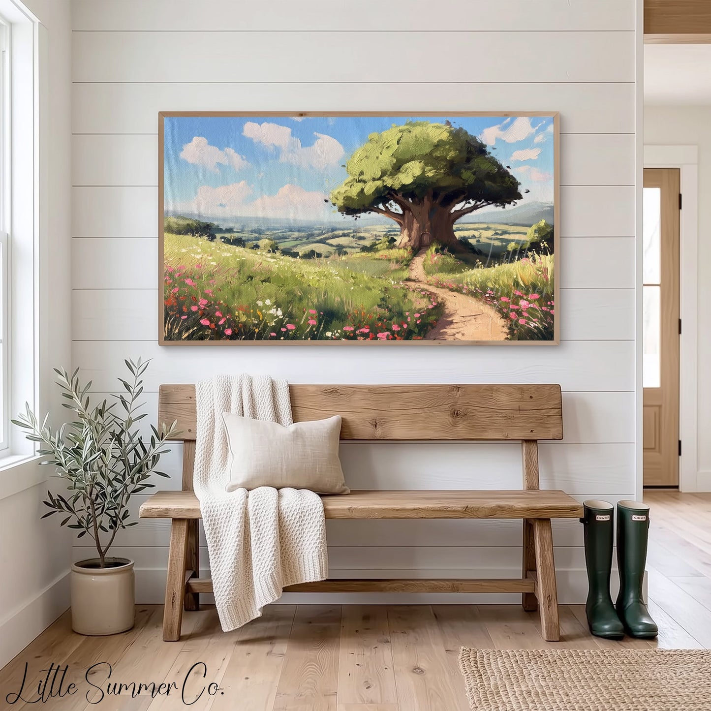 Magical Meadow Tree Frame TV Art displayed on a TV