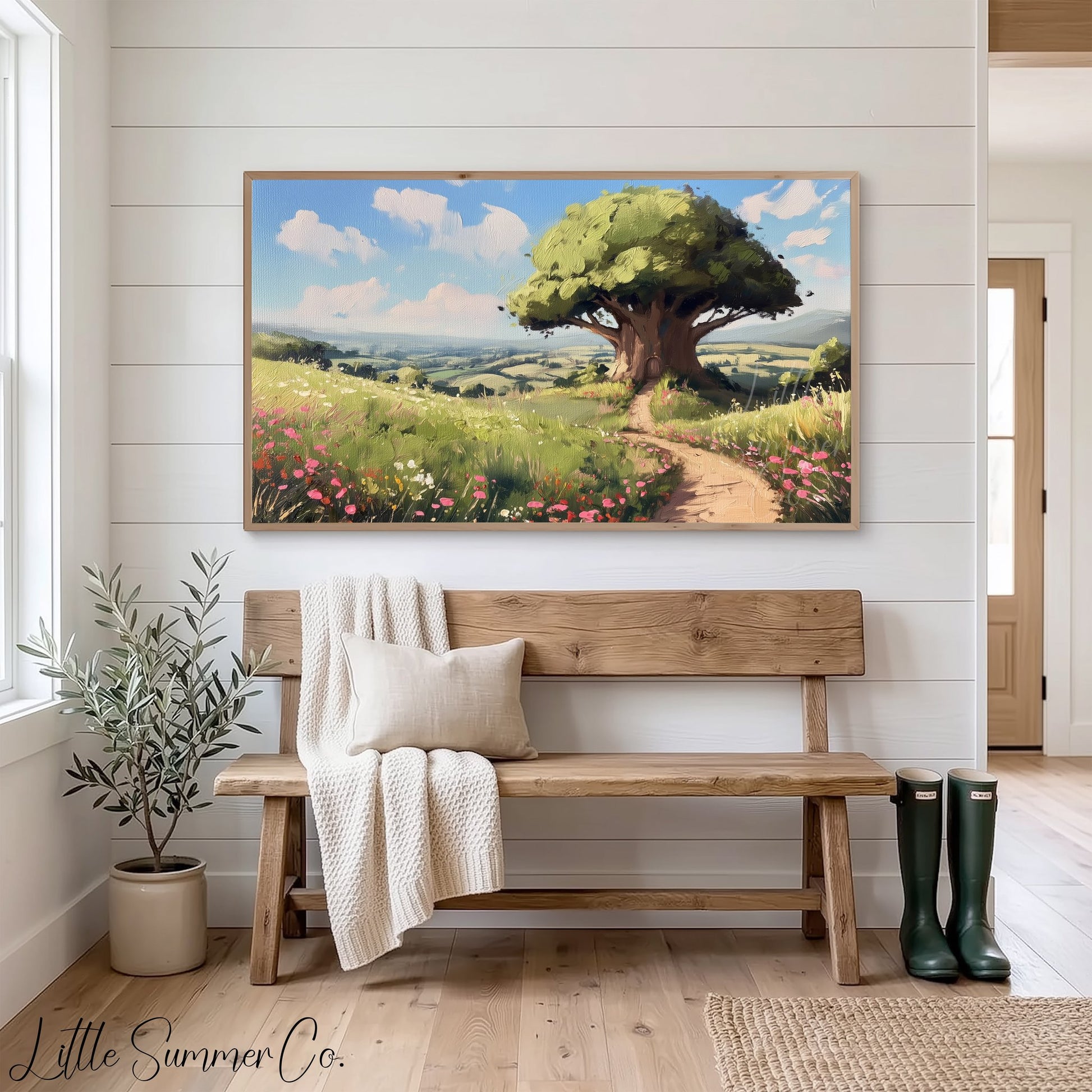 Magical Meadow Tree Frame TV Art displayed on a TV