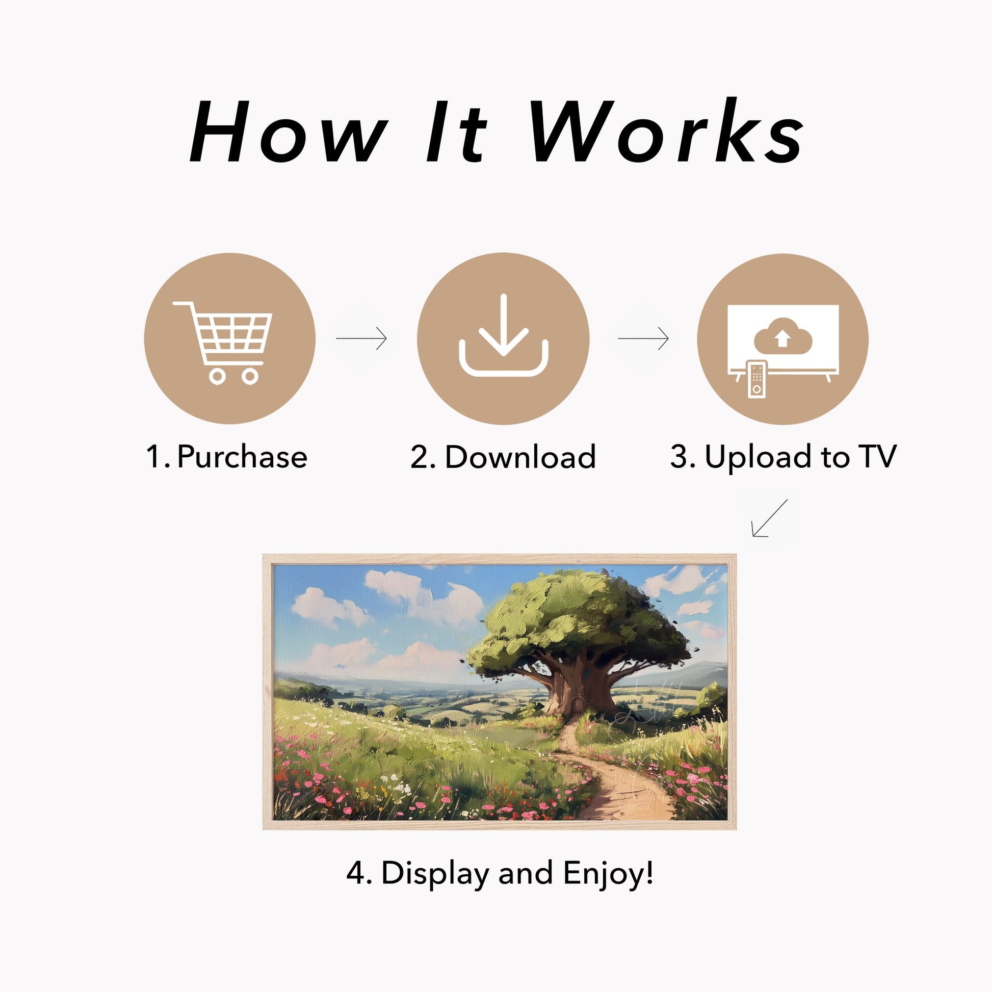 Magical Meadow Tree Frame TV Art displayed on a TV