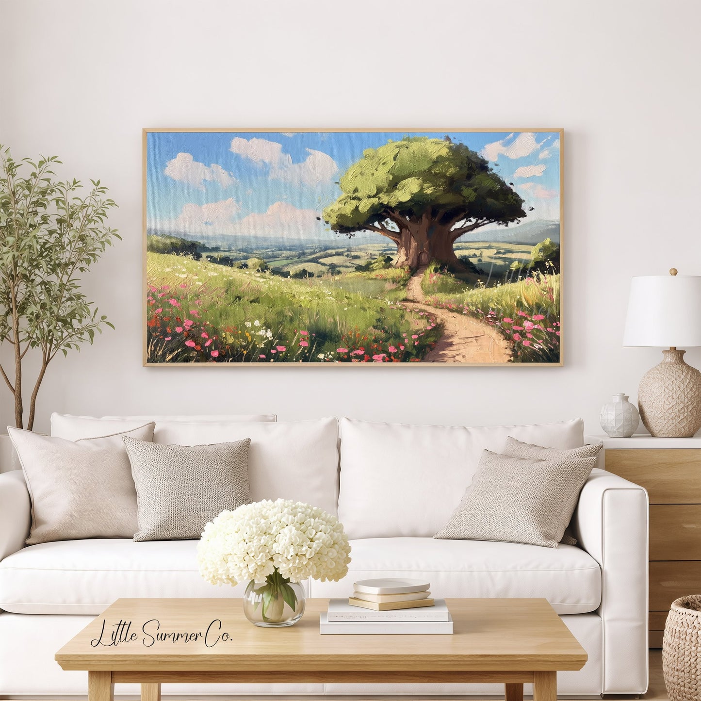 Magical Meadow Tree Frame TV Art displayed on a TV