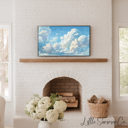 White Clouds Frame TV Art displayed on a TV