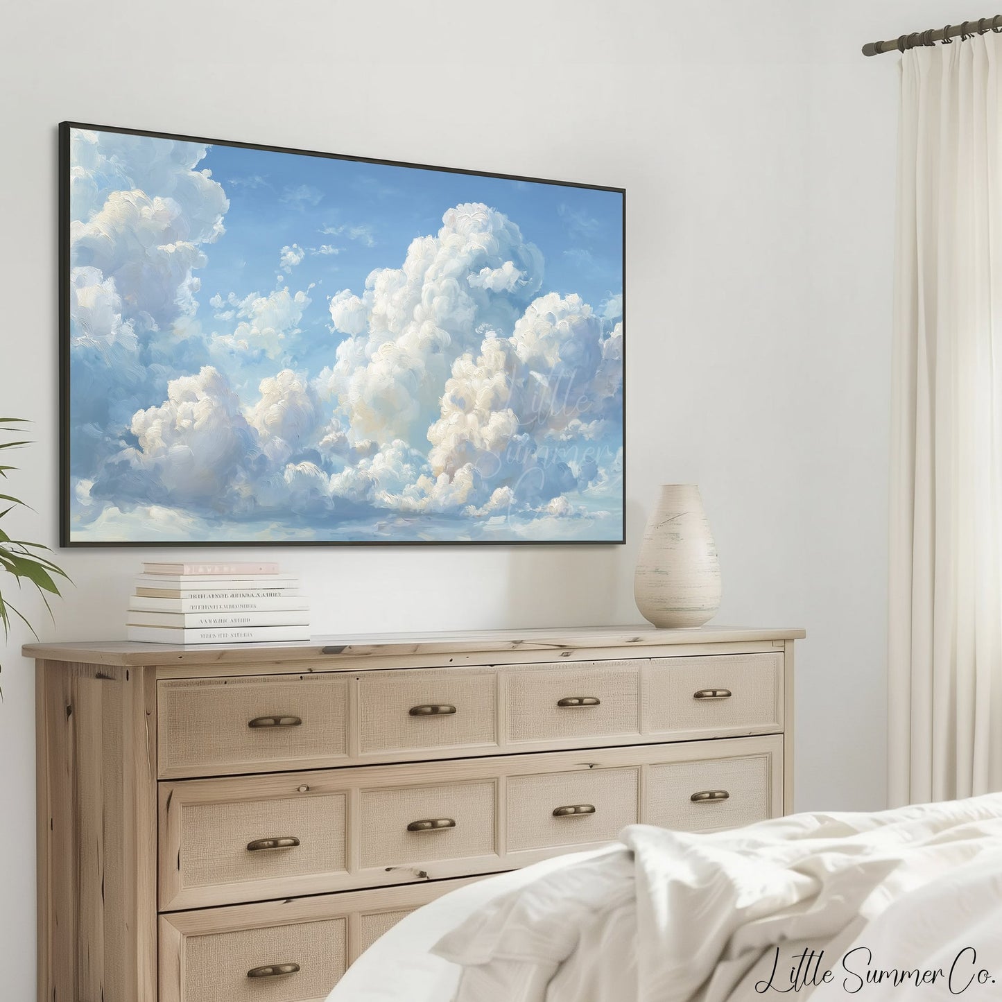 White Clouds Frame TV Art displayed on a TV