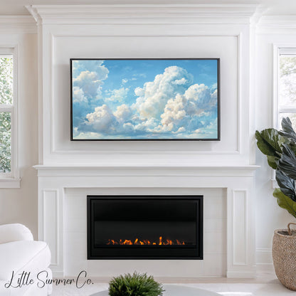White Clouds Frame TV Art displayed on a TV