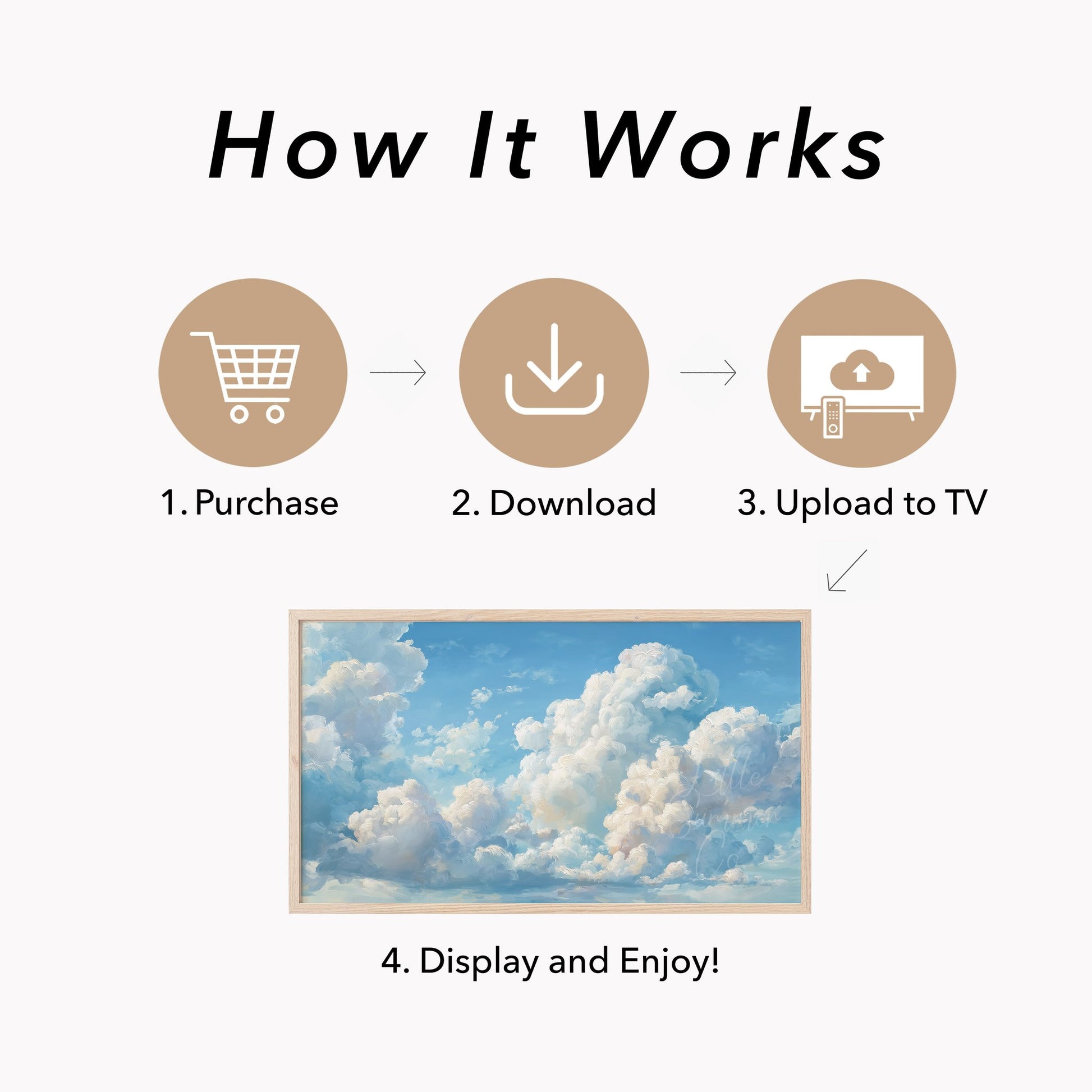 White Clouds Frame TV Art displayed on a TV