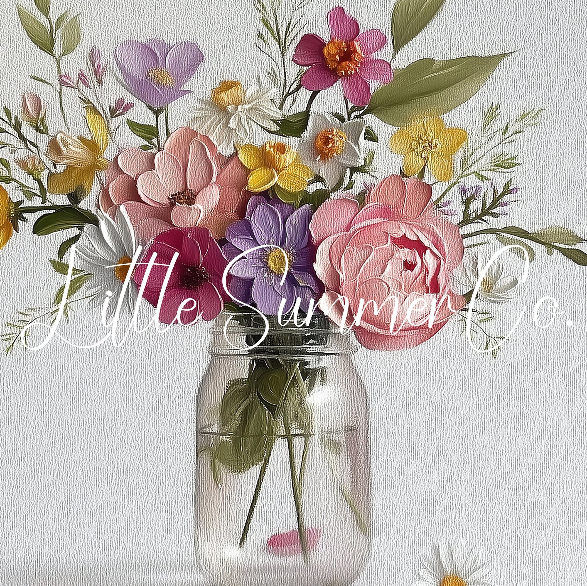 Wildflowers in Mason Jar Frame TV Art displayed on a TV