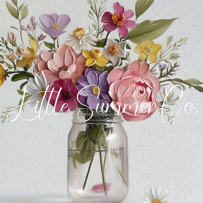 Wildflowers in Mason Jar Frame TV Art displayed on a TV