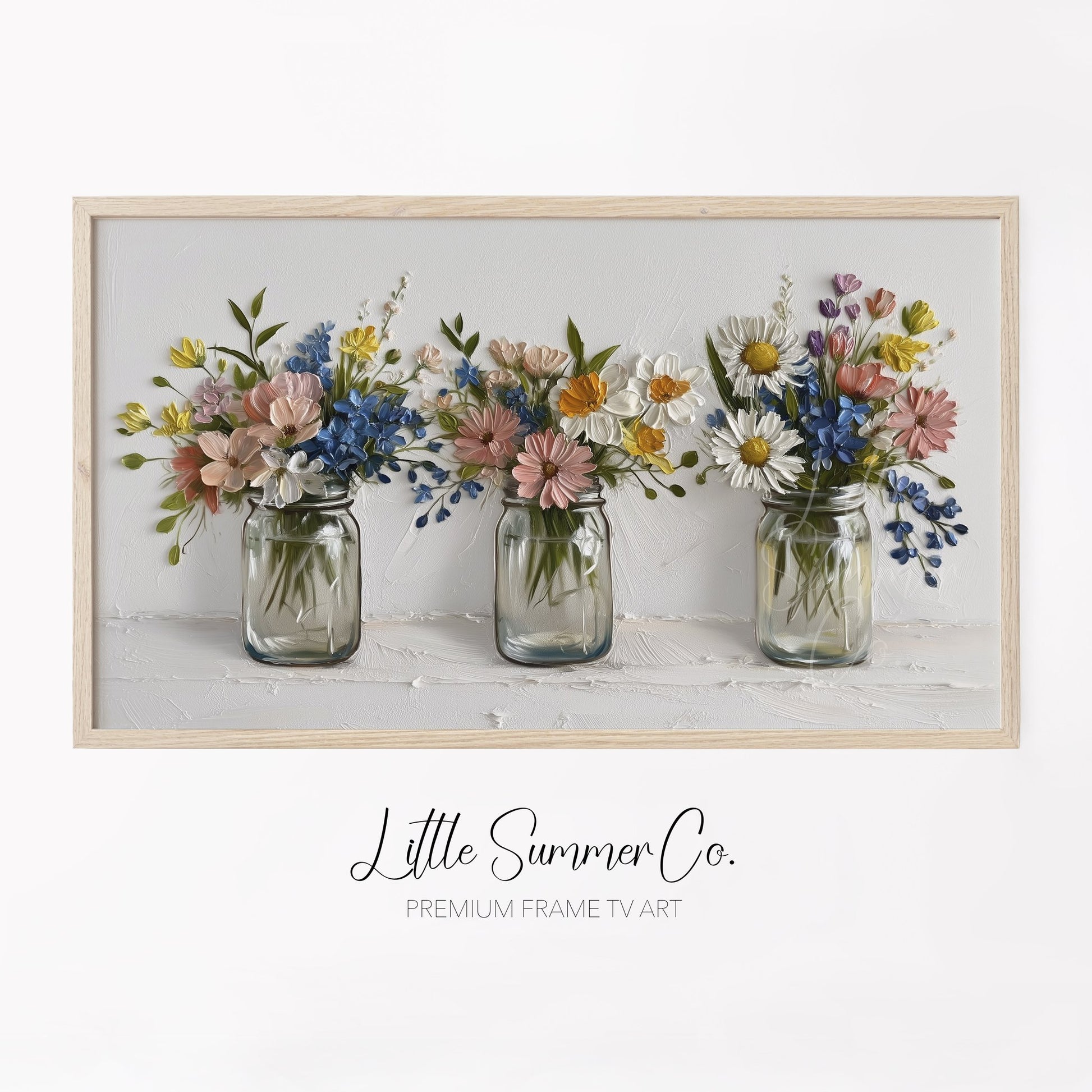 Three Wildflower Jars Frame TV Art displayed on a TV