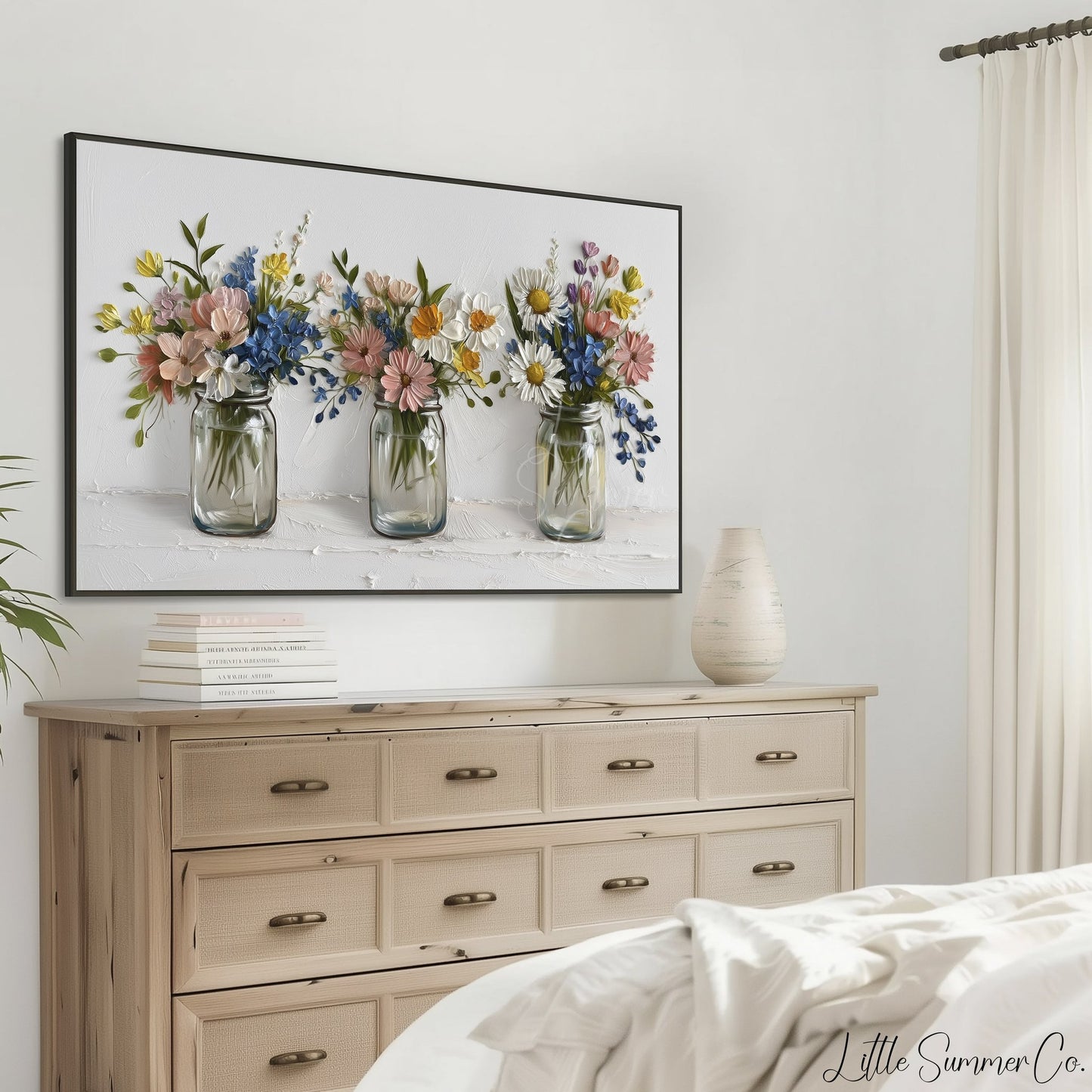 Three Wildflower Jars Frame TV Art displayed on a TV