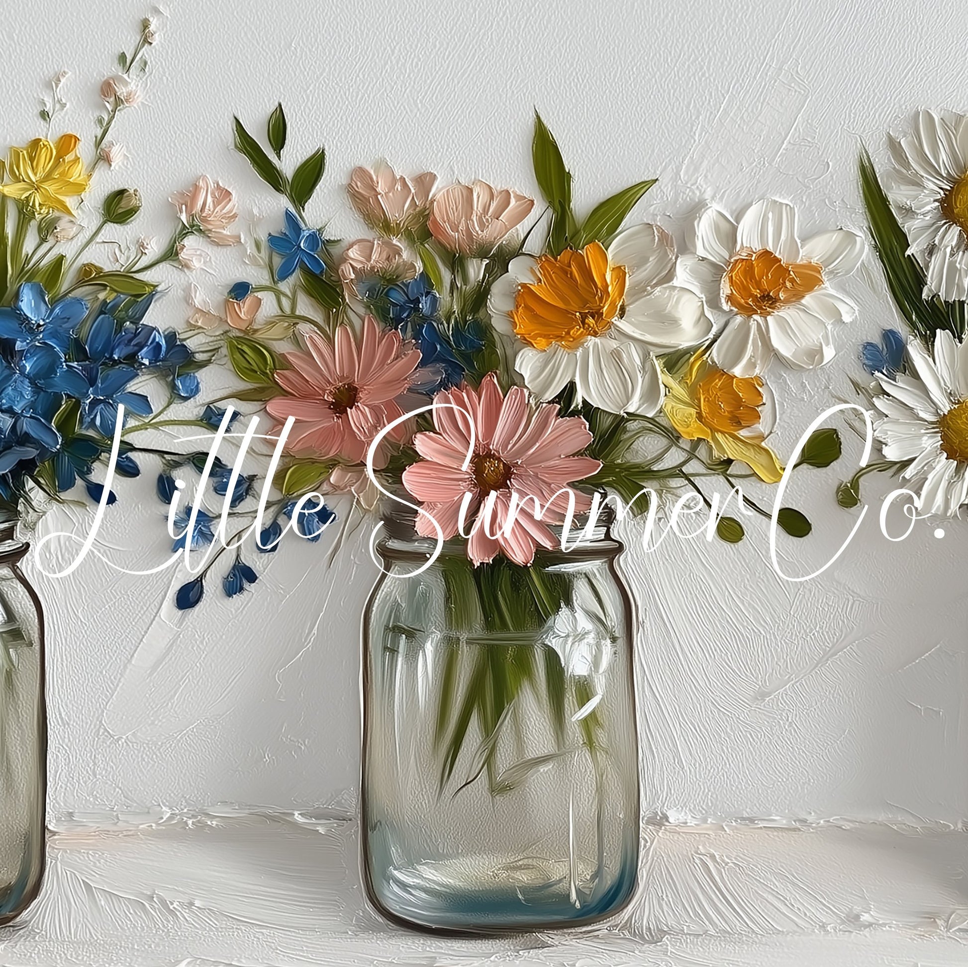 Three Wildflower Jars Frame TV Art displayed on a TV