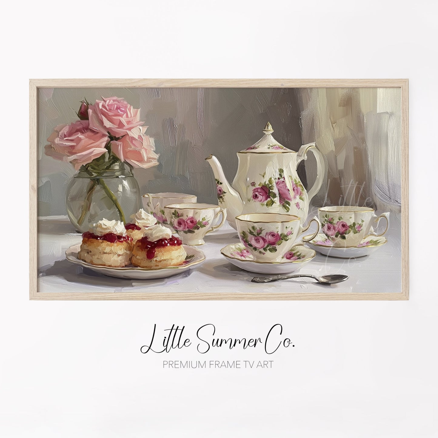 Tea and Scones Frame TV Art displayed on a TV