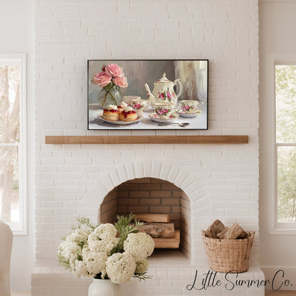 Tea and Scones Frame TV Art displayed on a TV