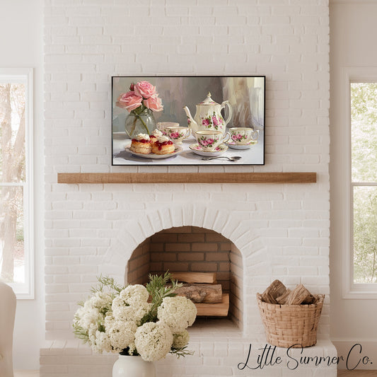 Tea and Scones Frame TV Art displayed on a TV