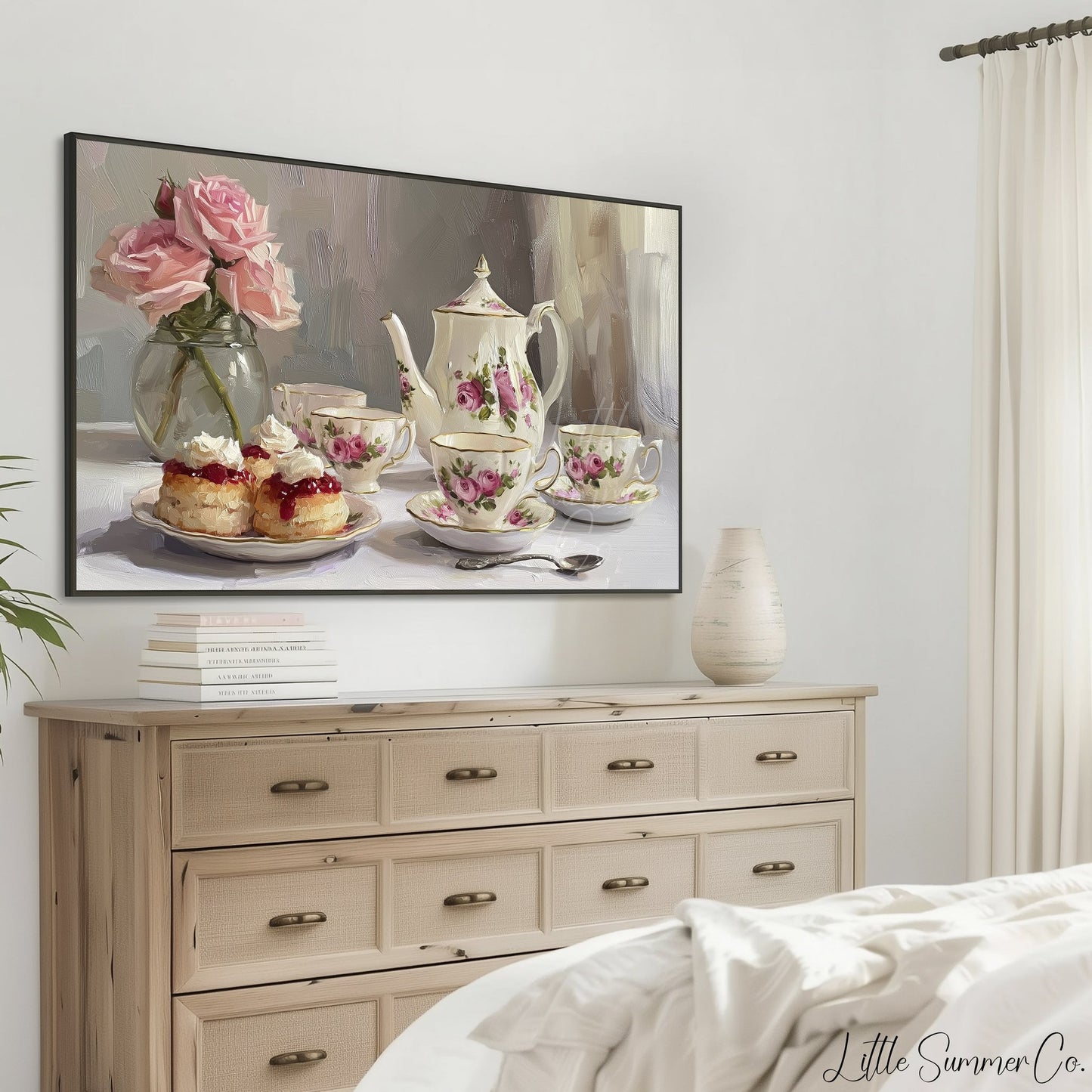 Tea and Scones Frame TV Art displayed on a TV