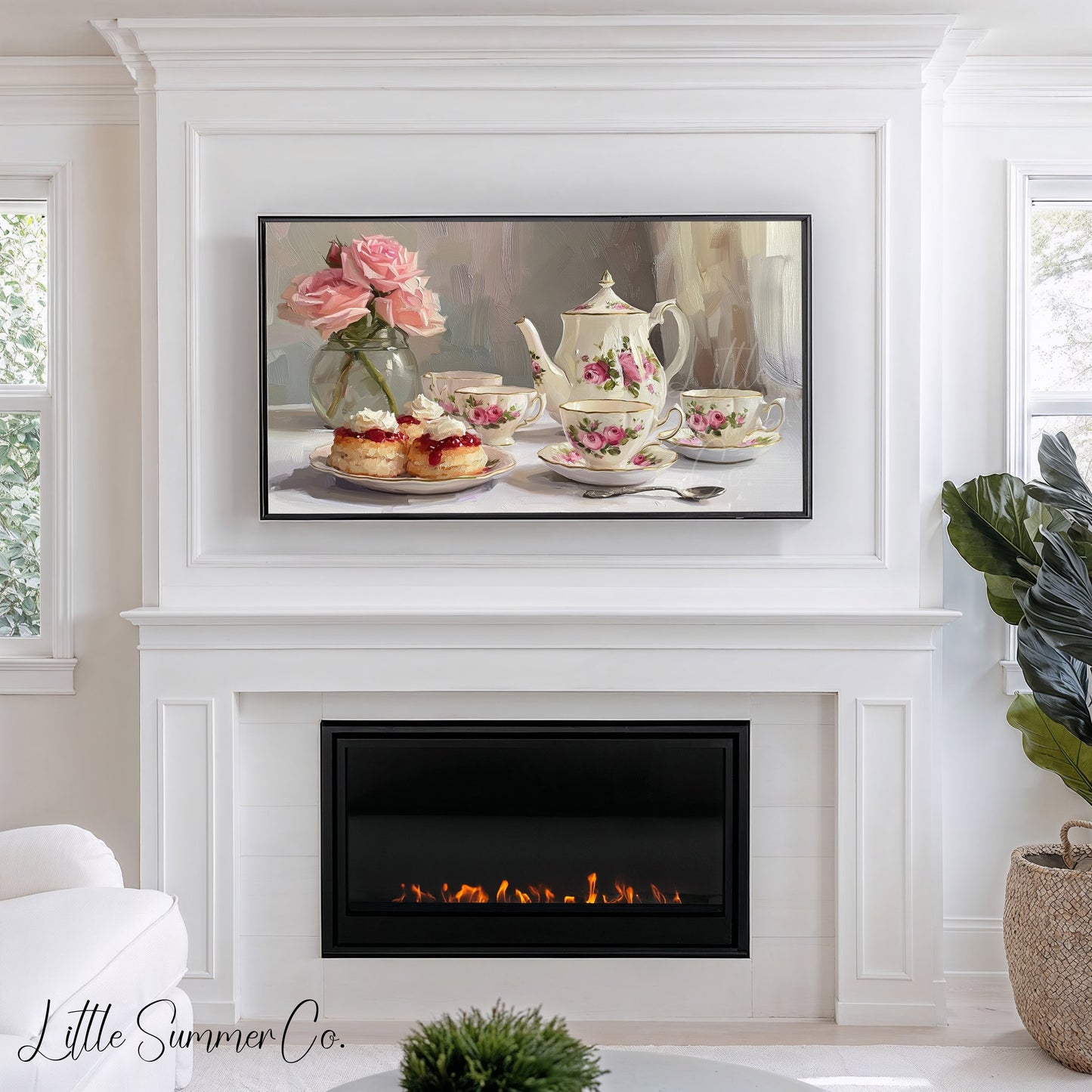 Tea and Scones Frame TV Art displayed on a TV
