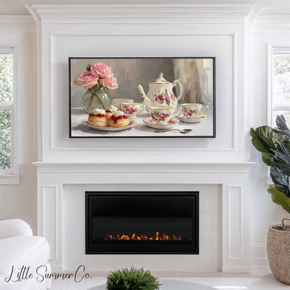 Tea and Scones Frame TV Art displayed on a TV