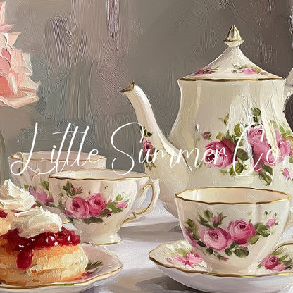 Tea and Scones Frame TV Art displayed on a TV