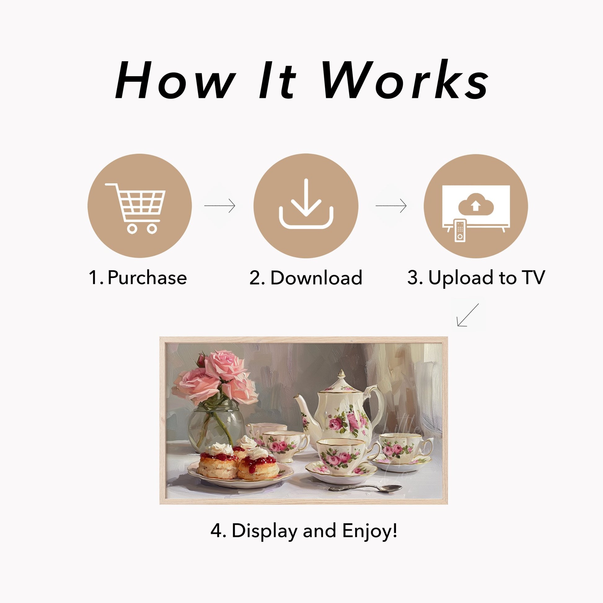 Tea and Scones Frame TV Art displayed on a TV