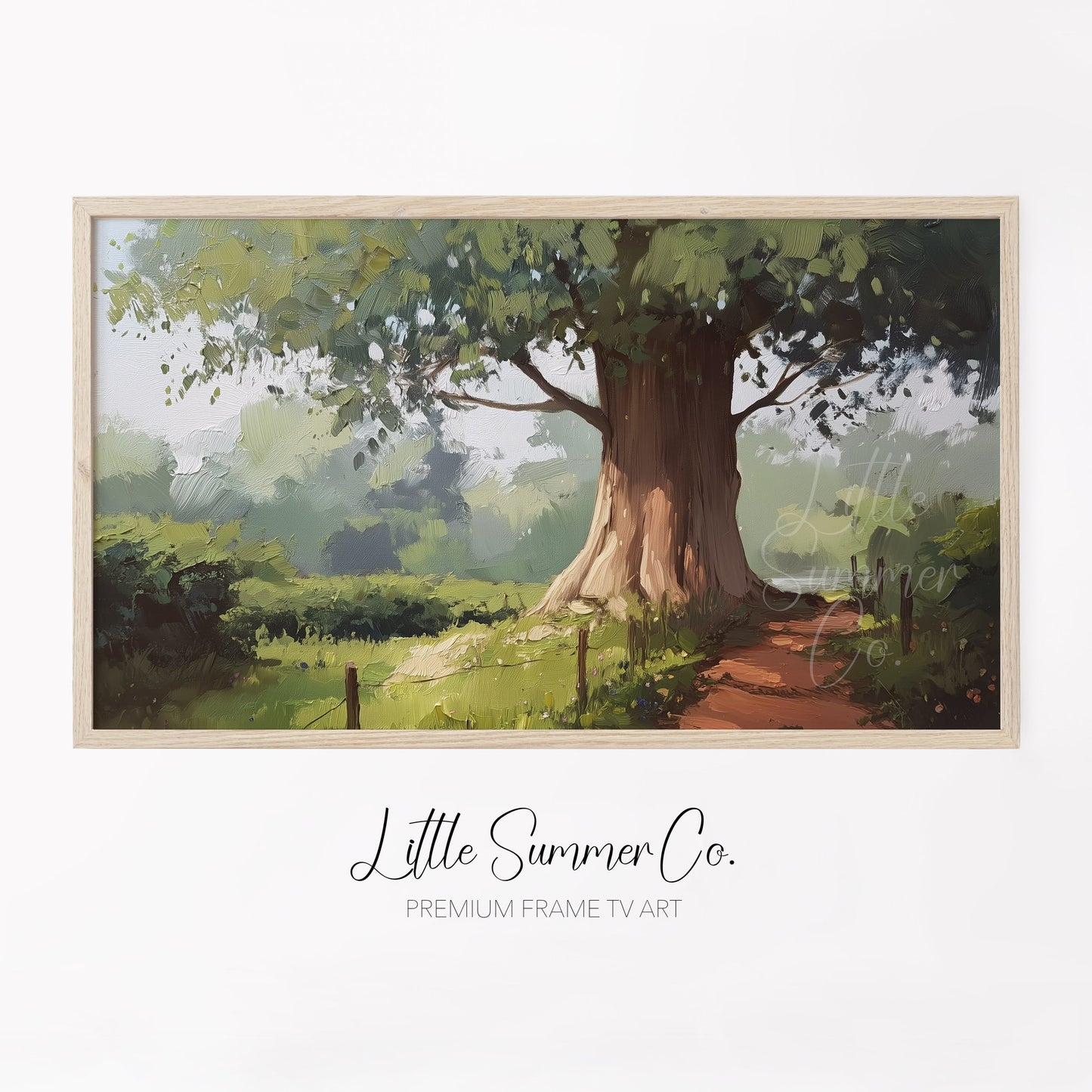 Old Tree Country Path Frame TV Art displayed on a TV