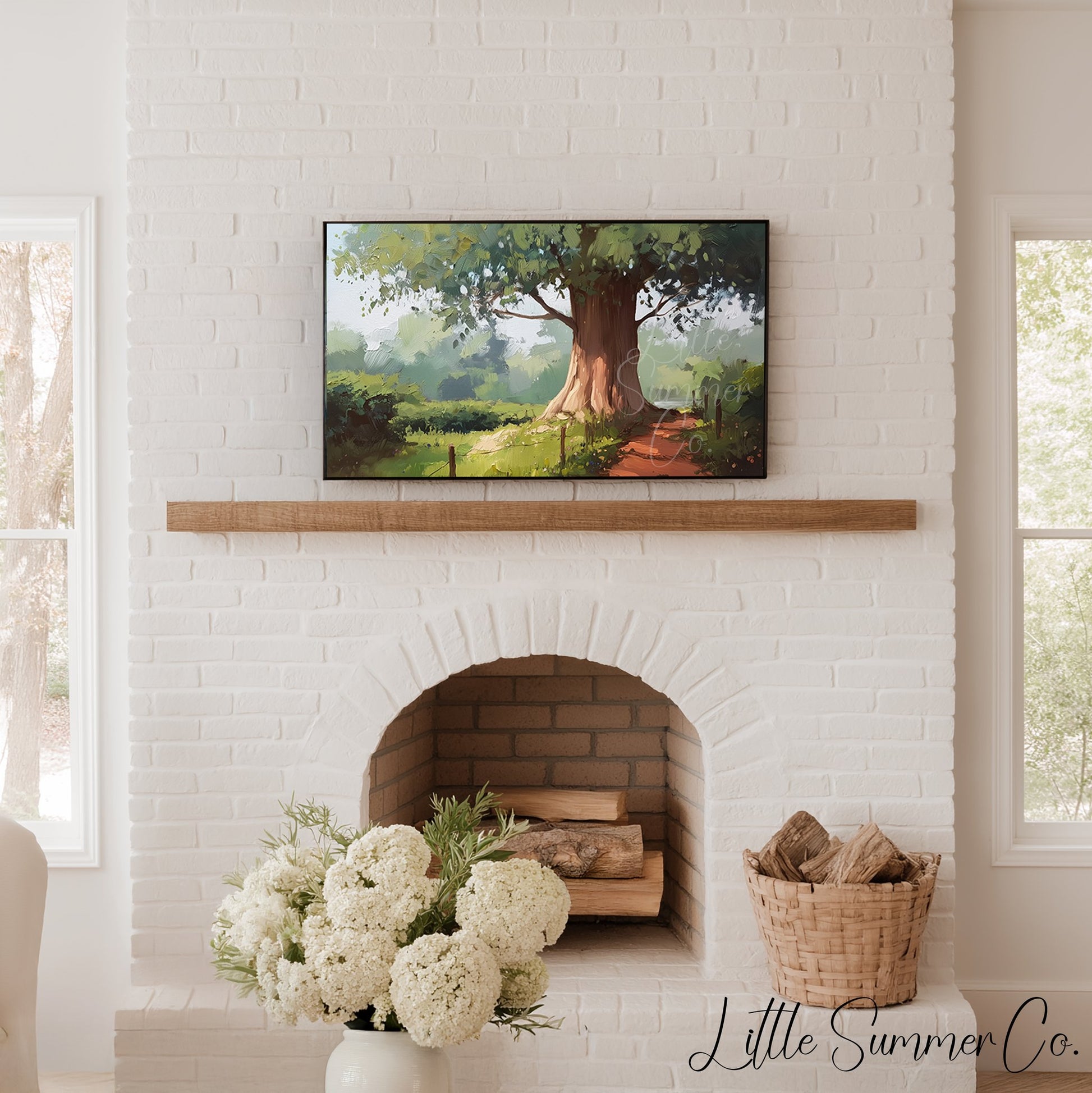 Old Tree Country Path Frame TV Art displayed on a TV