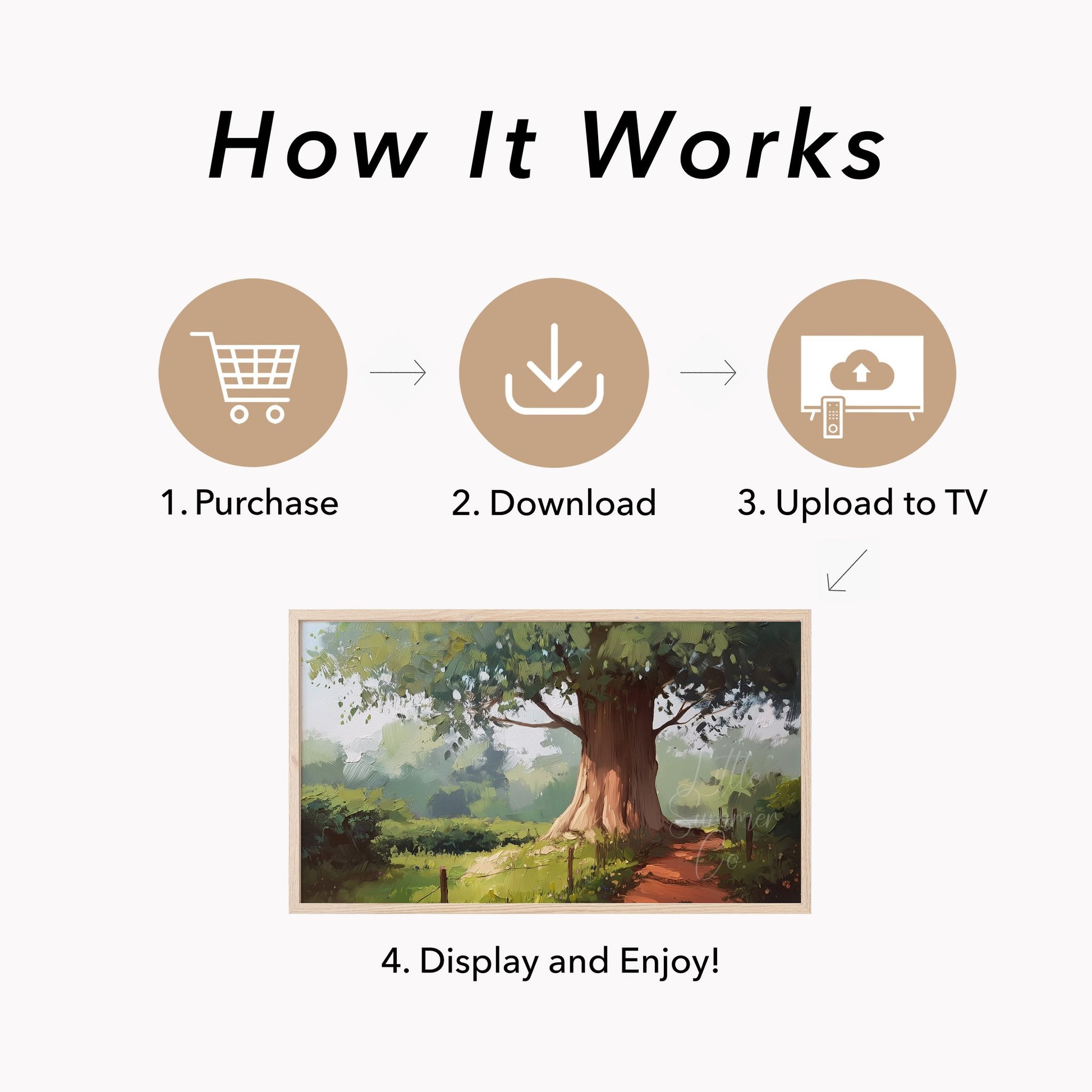 Old Tree Country Path Frame TV Art displayed on a TV