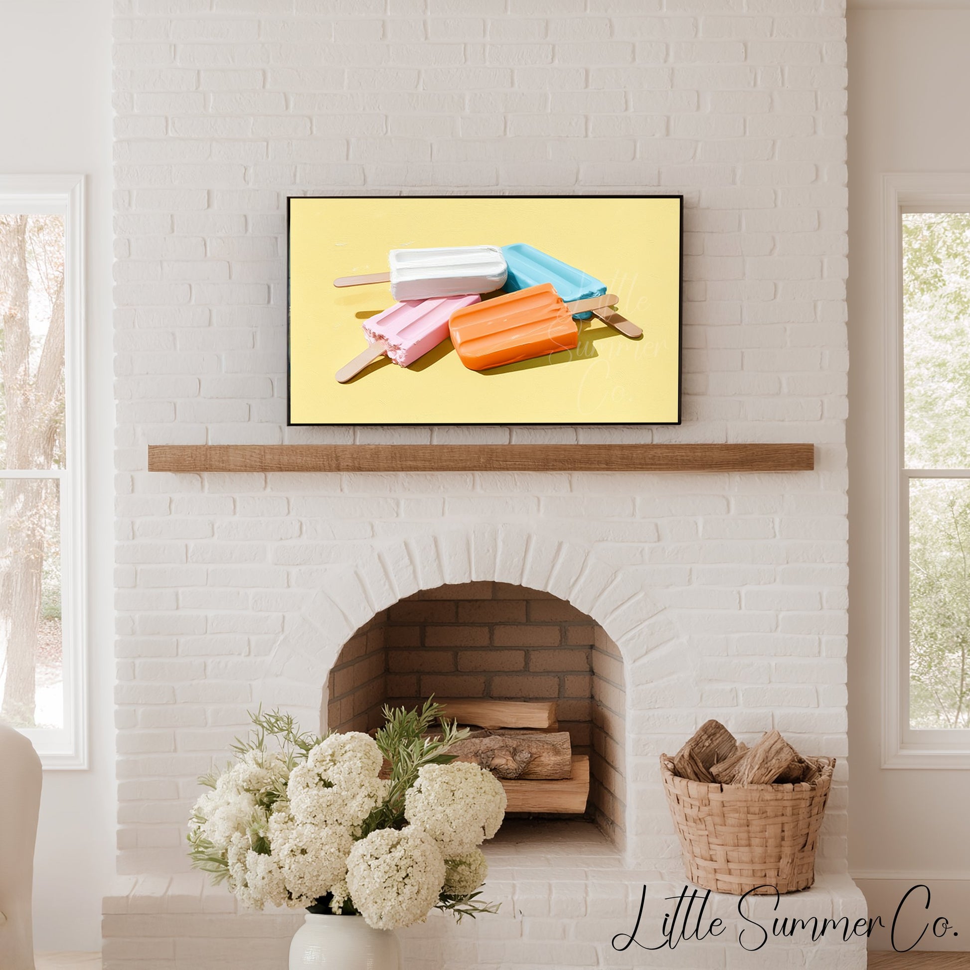 Colourful Popsicles Frame TV Art displayed on a TV
