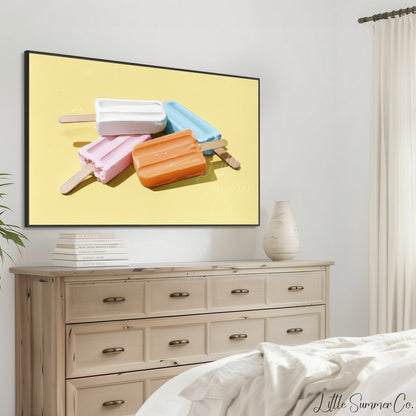 Colourful Popsicles Frame TV Art displayed on a TV