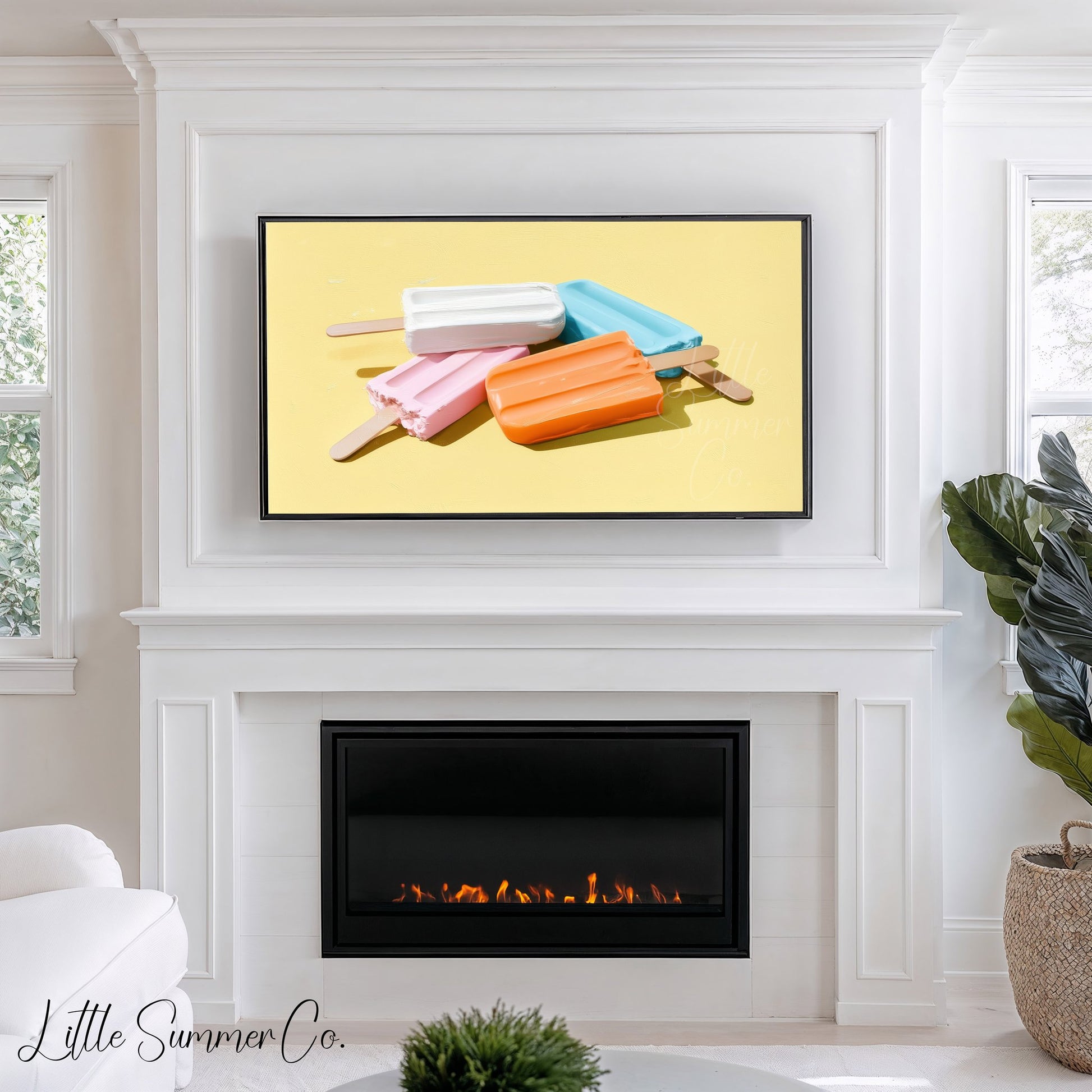 Colourful Popsicles Frame TV Art displayed on a TV