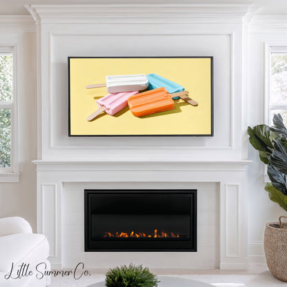 Colourful Popsicles Frame TV Art displayed on a TV