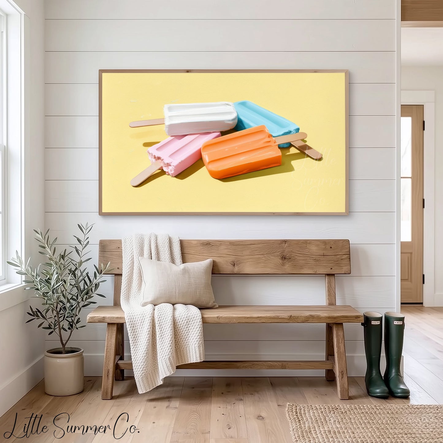 Colourful Popsicles Frame TV Art displayed on a TV