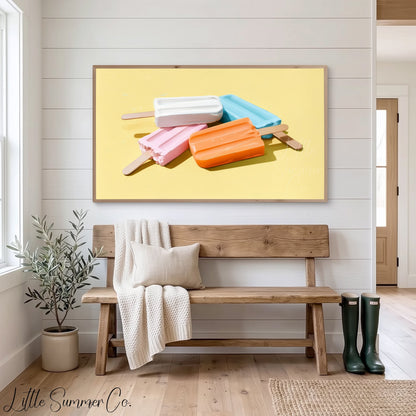 Colourful Popsicles Frame TV Art displayed on a TV