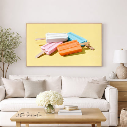 Colourful Popsicles Frame TV Art displayed on a TV