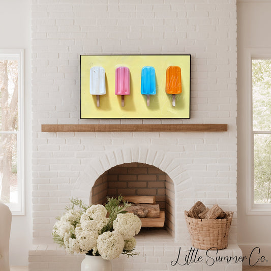Four Popsicles in a Row Frame TV Art displayed on a TV