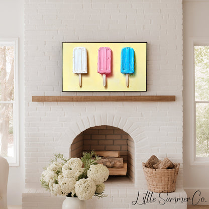 Three Popsicles Frame TV Art displayed on a TV
