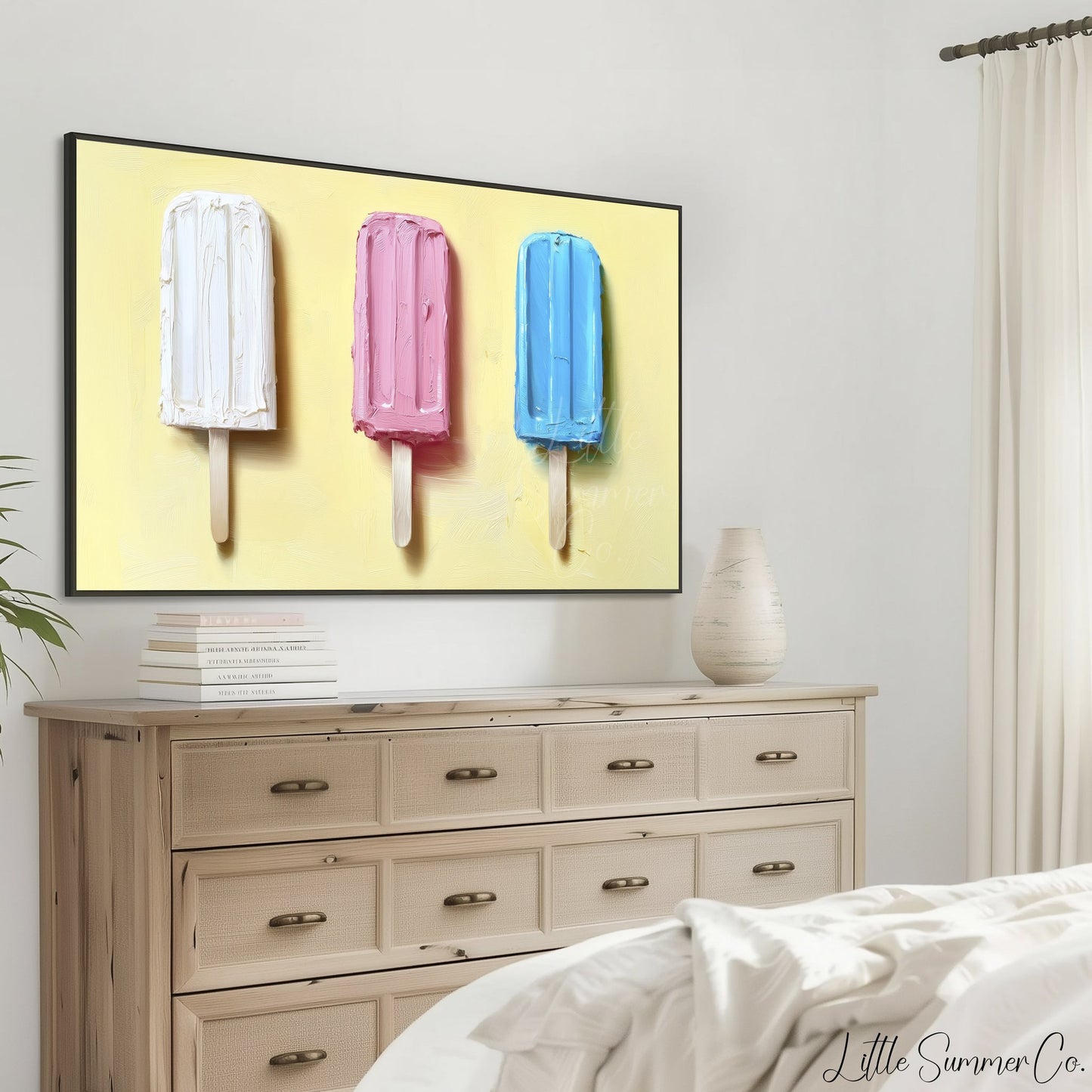 Three Popsicles Frame TV Art displayed on a TV