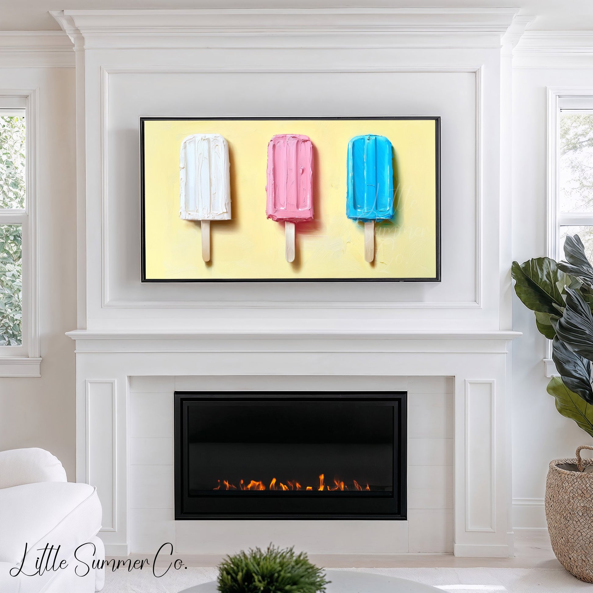 Three Popsicles Frame TV Art displayed on a TV