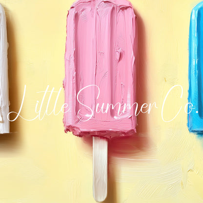 Three Popsicles Frame TV Art displayed on a TV