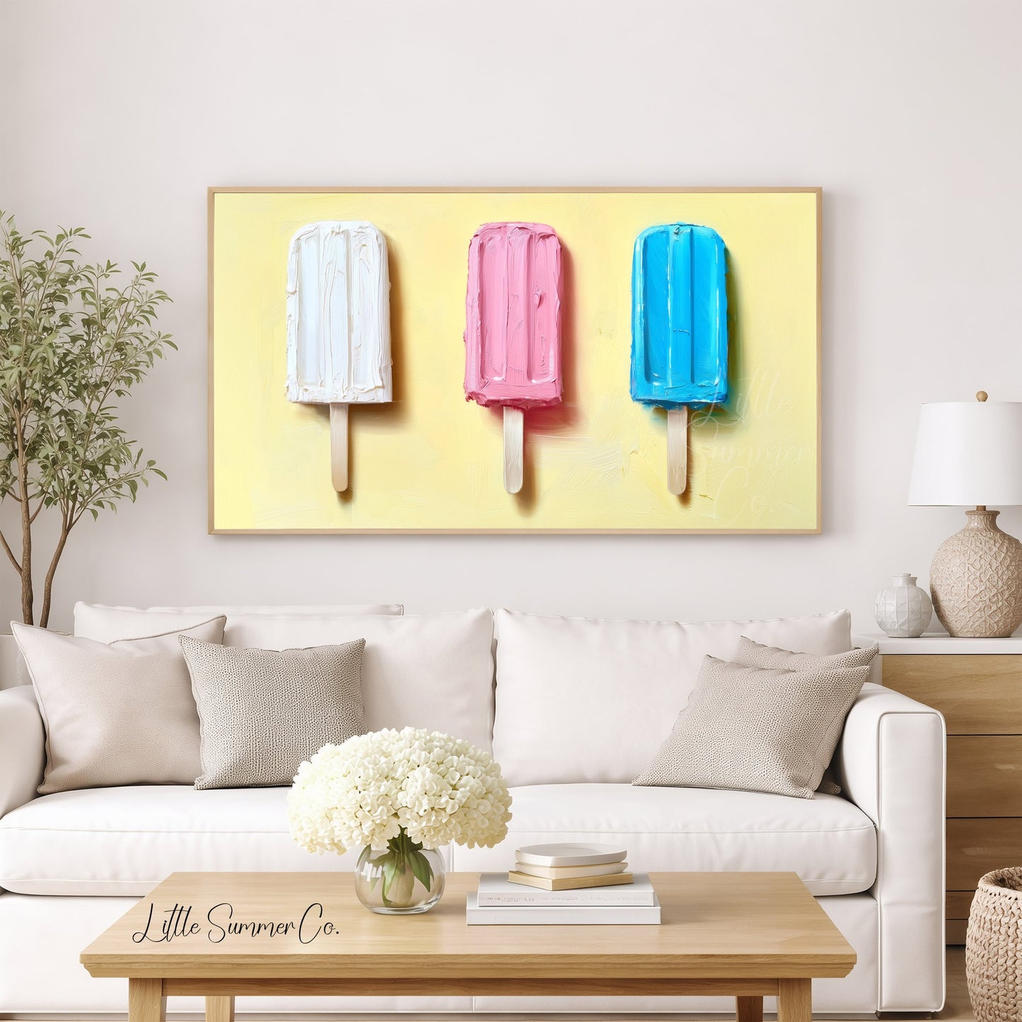 Three Popsicles Frame TV Art displayed on a TV