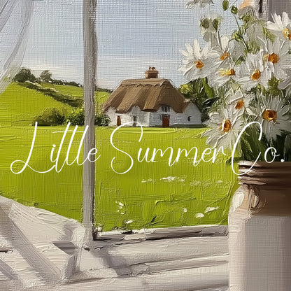 Daisies by Window Frame TV Art displayed on a TV