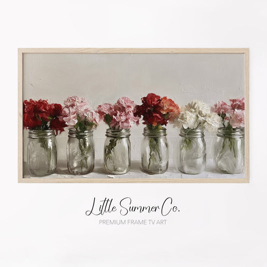 Carnations in Jars Frame TV Art displayed on a TV