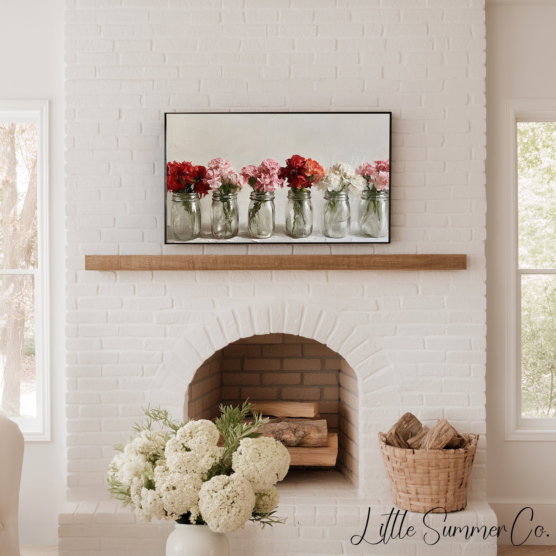 Carnations in Jars Frame TV Art displayed on a TV