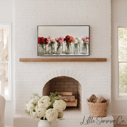 Carnations in Jars Frame TV Art displayed on a TV