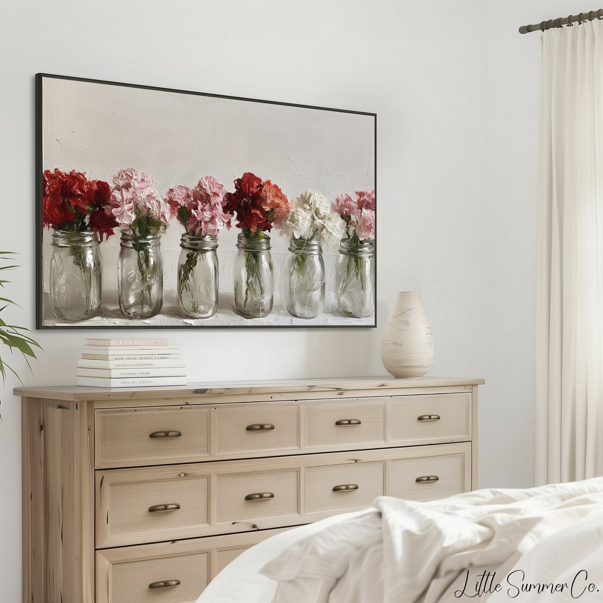 Carnations in Jars Frame TV Art displayed on a TV