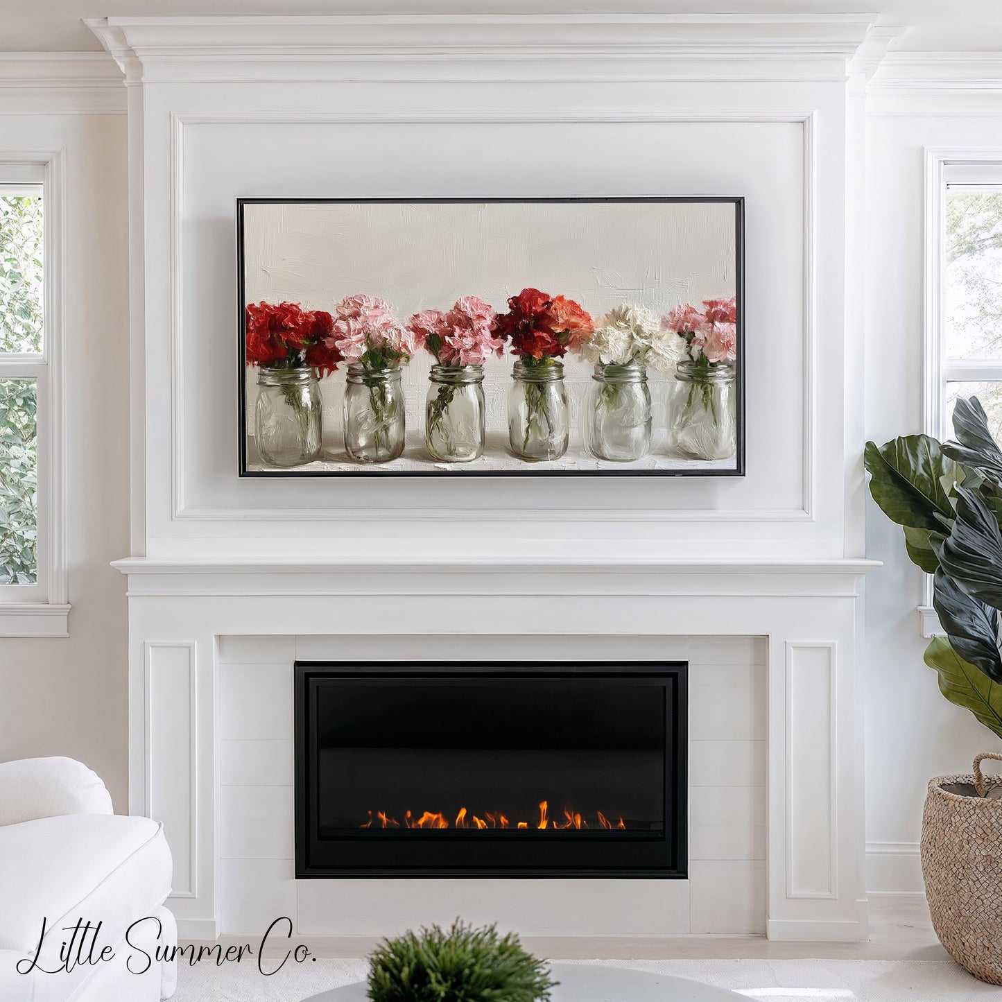 Carnations in Jars Frame TV Art displayed on a TV