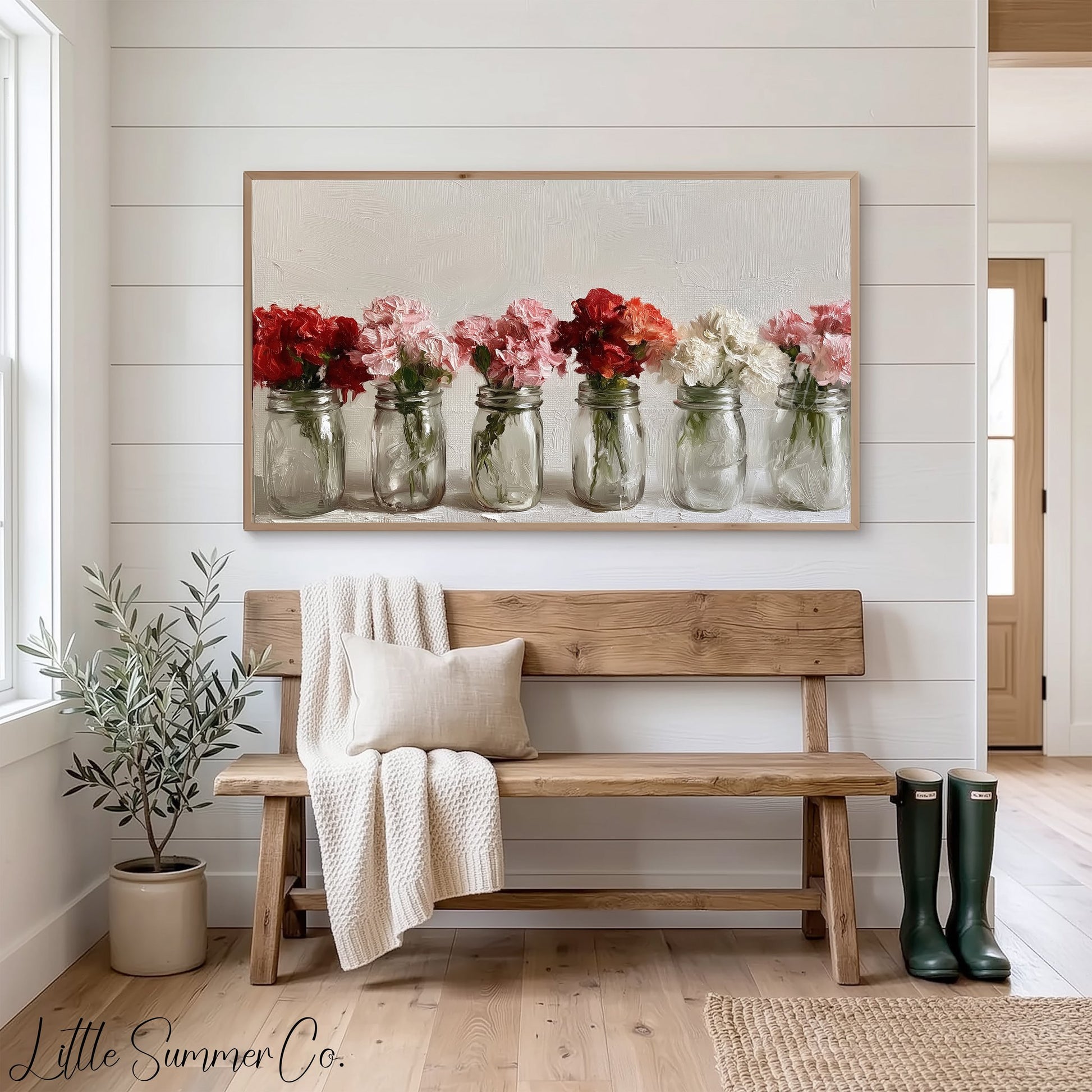 Carnations in Jars Frame TV Art displayed on a TV