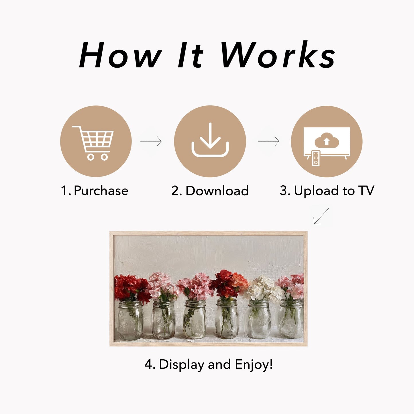 Carnations in Jars Frame TV Art displayed on a TV