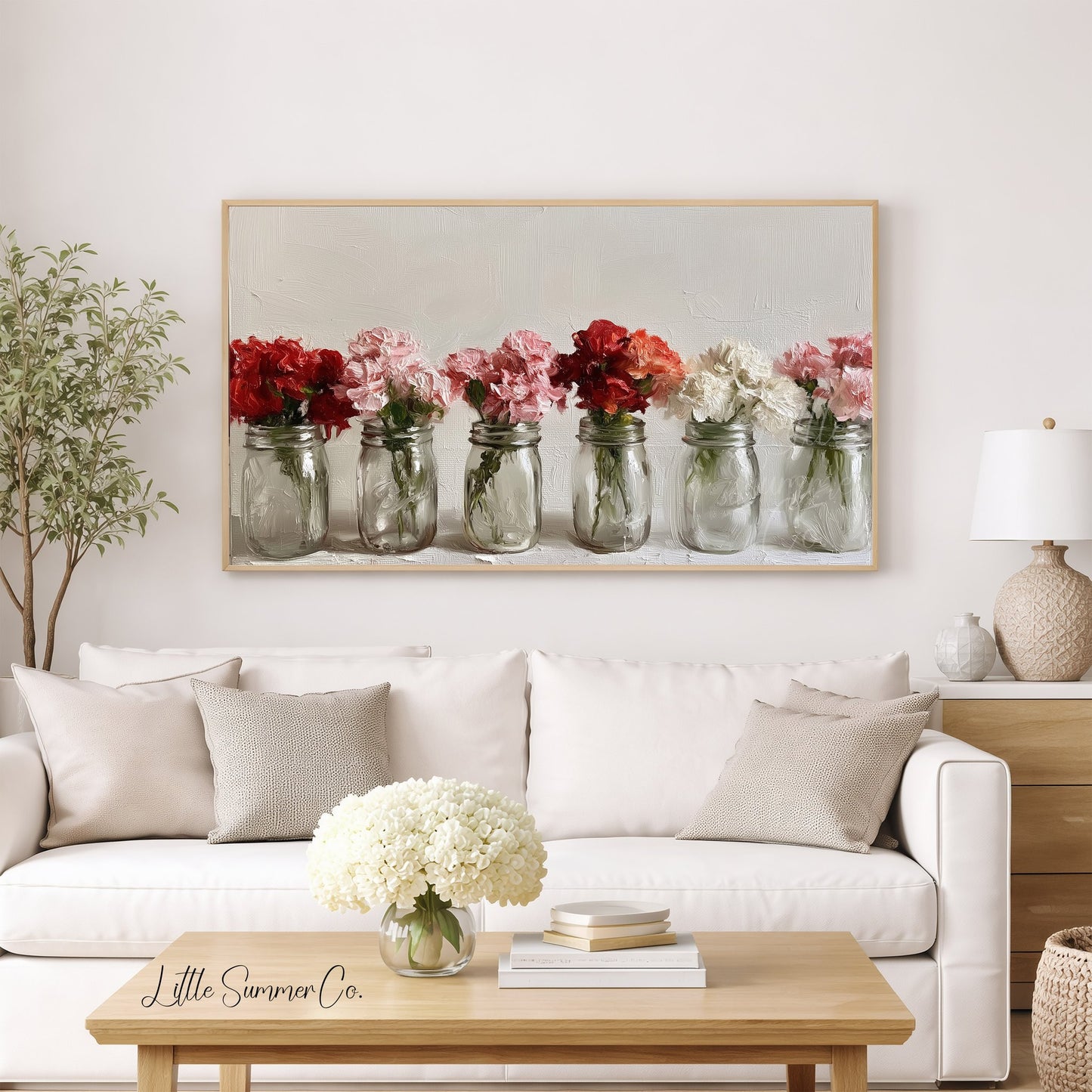 Carnations in Jars Frame TV Art displayed on a TV