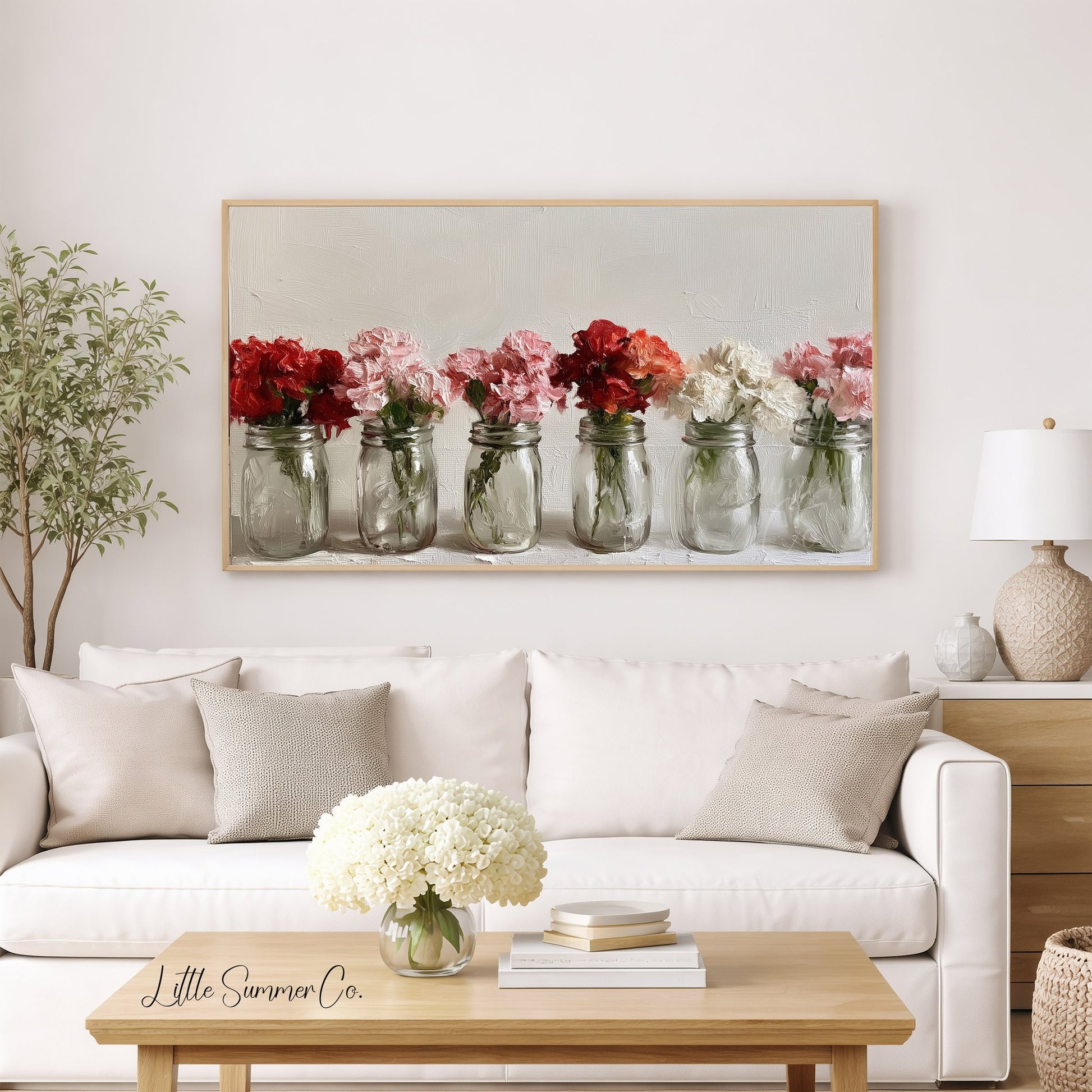 Carnations in Jars Frame TV Art displayed on a TV
