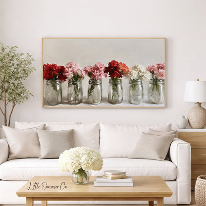 Carnations in Jars Frame TV Art displayed on a TV
